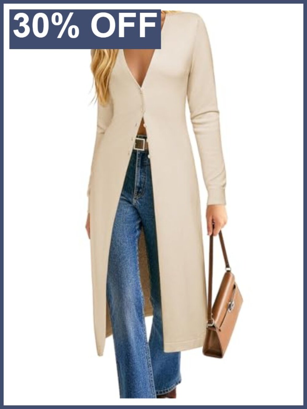 Womens Long Cardigan Lightweight Knit Duster Coat Button Up